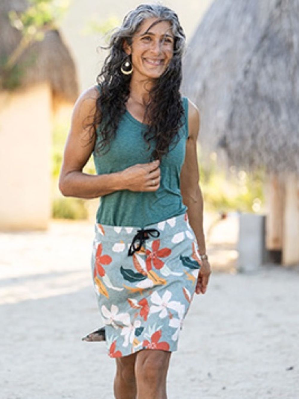 Ripskirt Hawaii Green Multi Floral Drawstring Midi Skirt